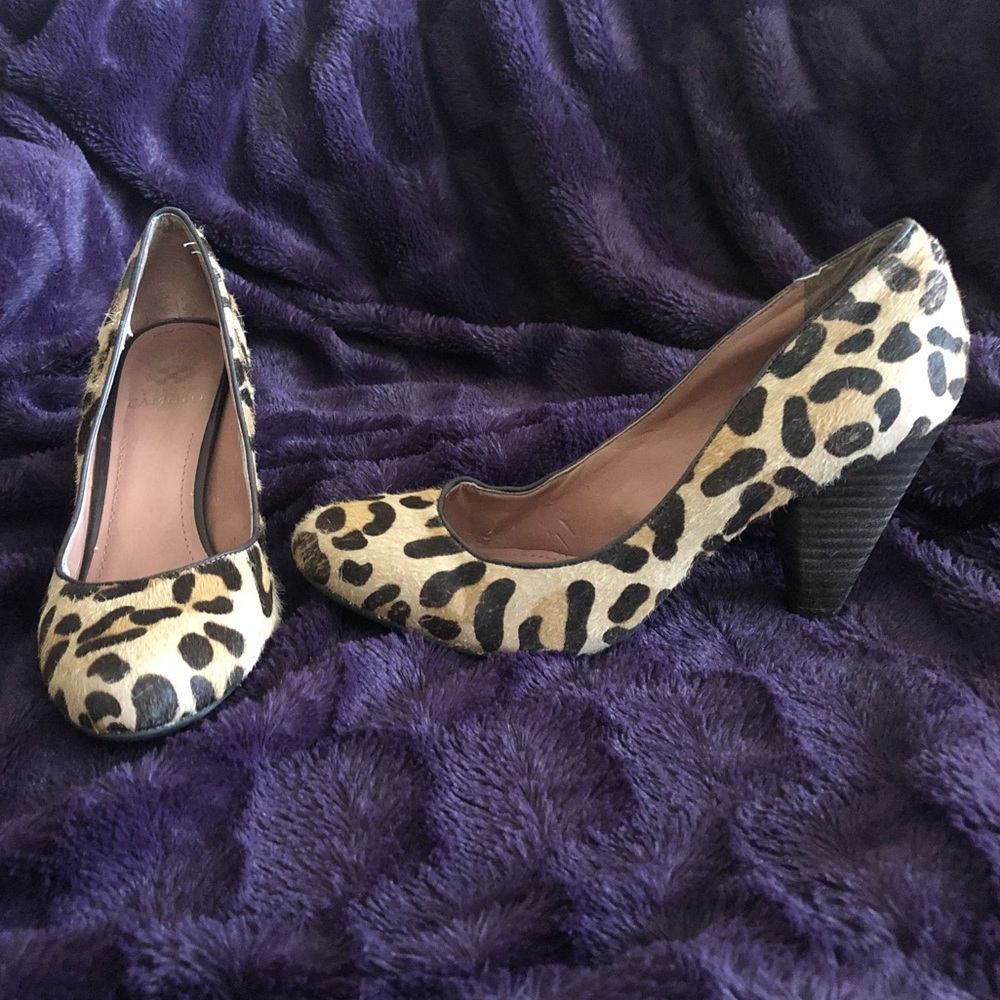 Vince Camuto Leopard Print Fur Pumps